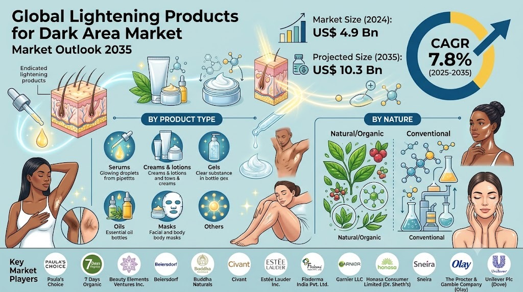 Lightening Products for Dark Area Market to Reach USD 10.3 Billion by 2035 as Consumer Demand for Safe and Effective Skincare Solutions Accelerates