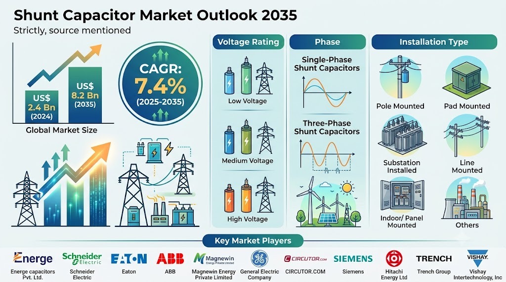 Shunt Capacitor Market to Reach USD 8.2 Billion by 2035 as Smart Grid Modernization and Renewable Energy Expansion Drive Global Demand – TMR
